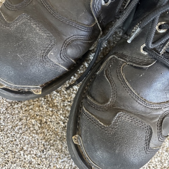 Harley Davidson 10 1/2  Motorcycle Boots Leather Black Mens Size 10.5M Damage - Picture 4 of 16